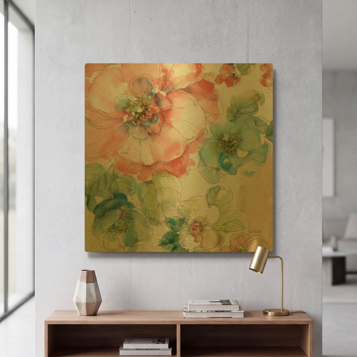 'Summer Bloom II' By Lisa Audit Gold Metal Wall Art