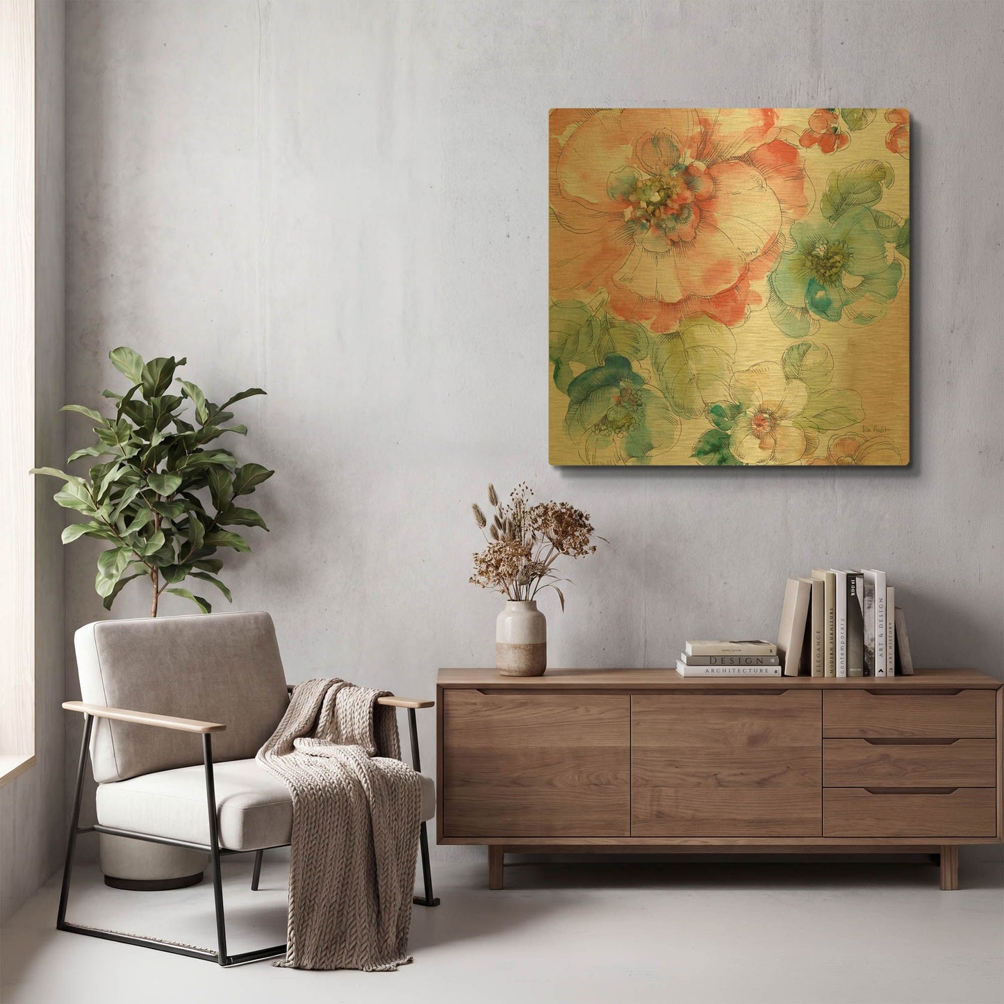 'Summer Bloom II' By Lisa Audit Gold Metal Wall Art