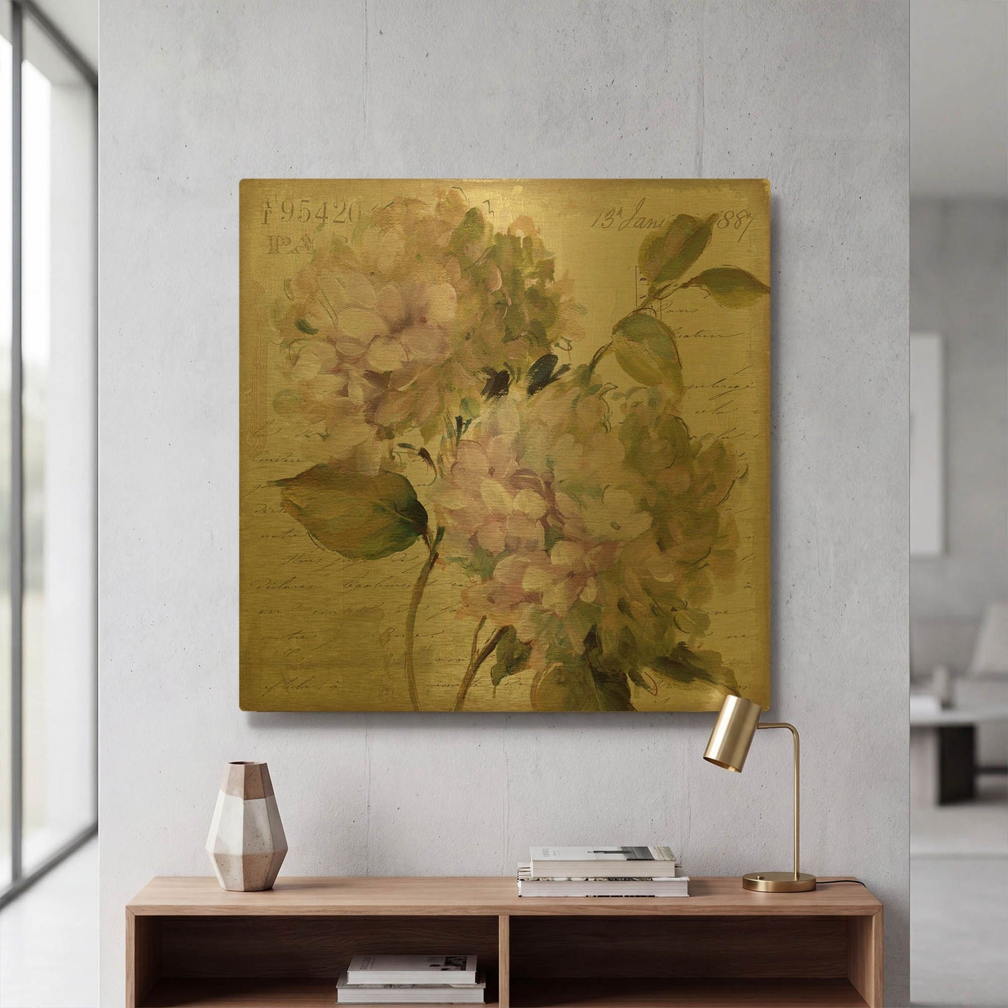 'Harmonious V Marche de Fleurs' By Lisa Audit Gold Metal Wall Art