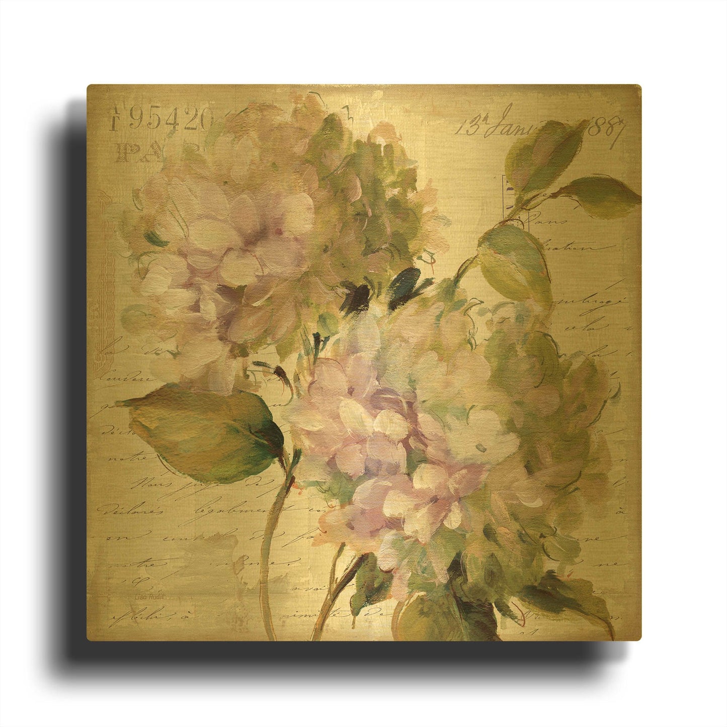 'Harmonious V Marche de Fleurs' By Lisa Audit Gold Metal Wall Art