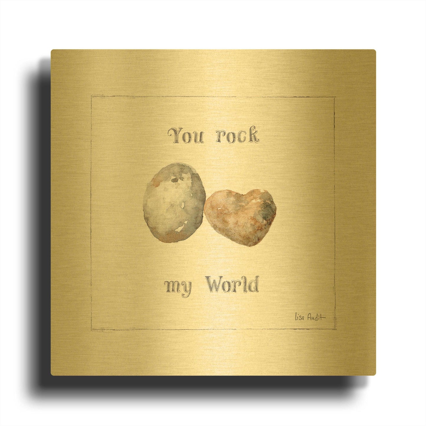 'Pebbles and Sandpipers V' By Lisa Audit Gold Metal Wall Art