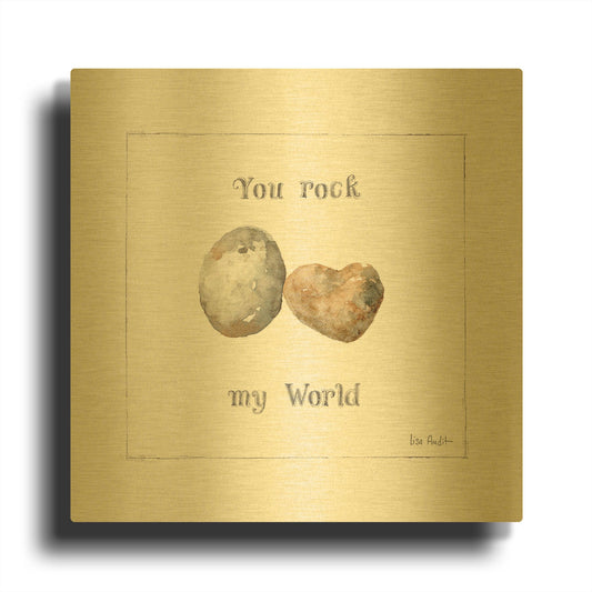 'Pebbles and Sandpipers V' By Lisa Audit Gold Metal Wall Art