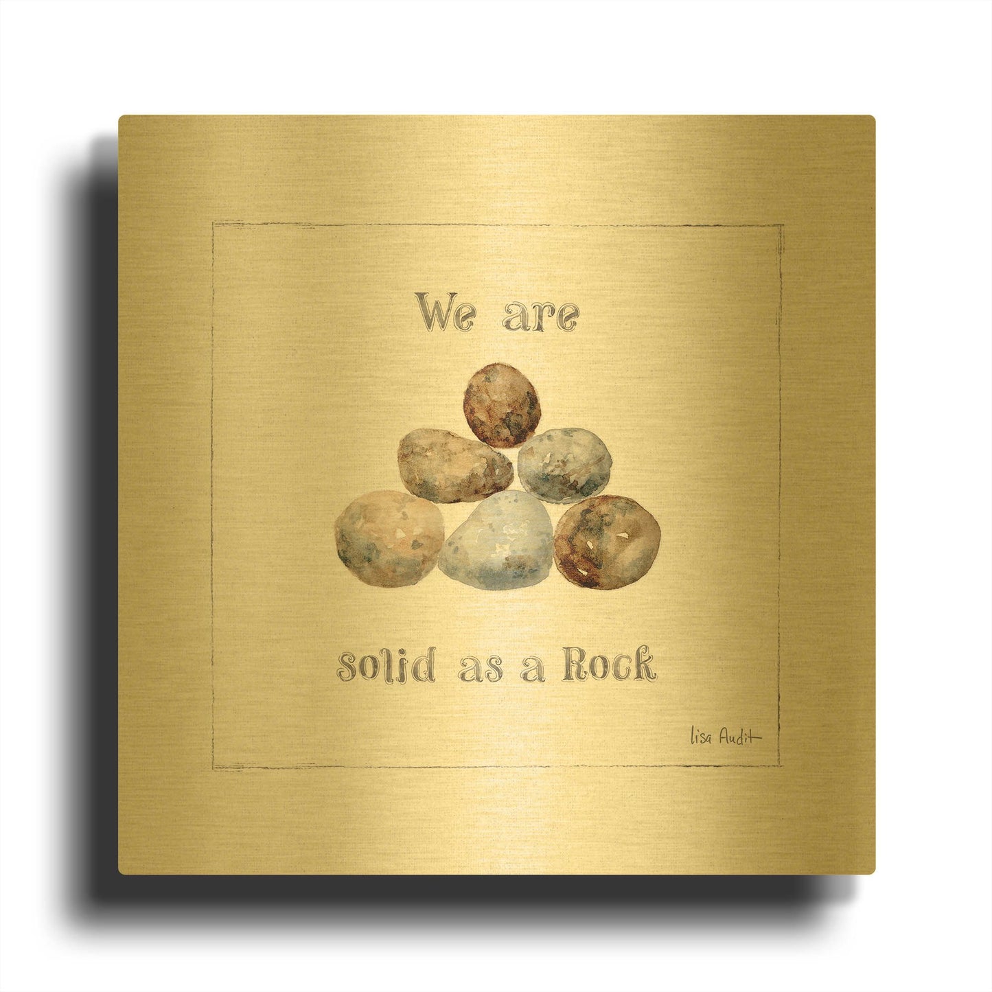 'Pebbles and Sandpipers VI' By Lisa Audit Gold Metal Wall Art