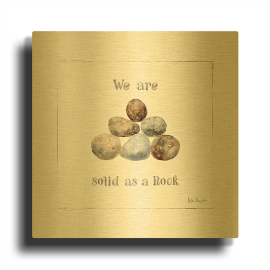 'Pebbles and Sandpipers VI' By Lisa Audit Gold Metal Wall Art