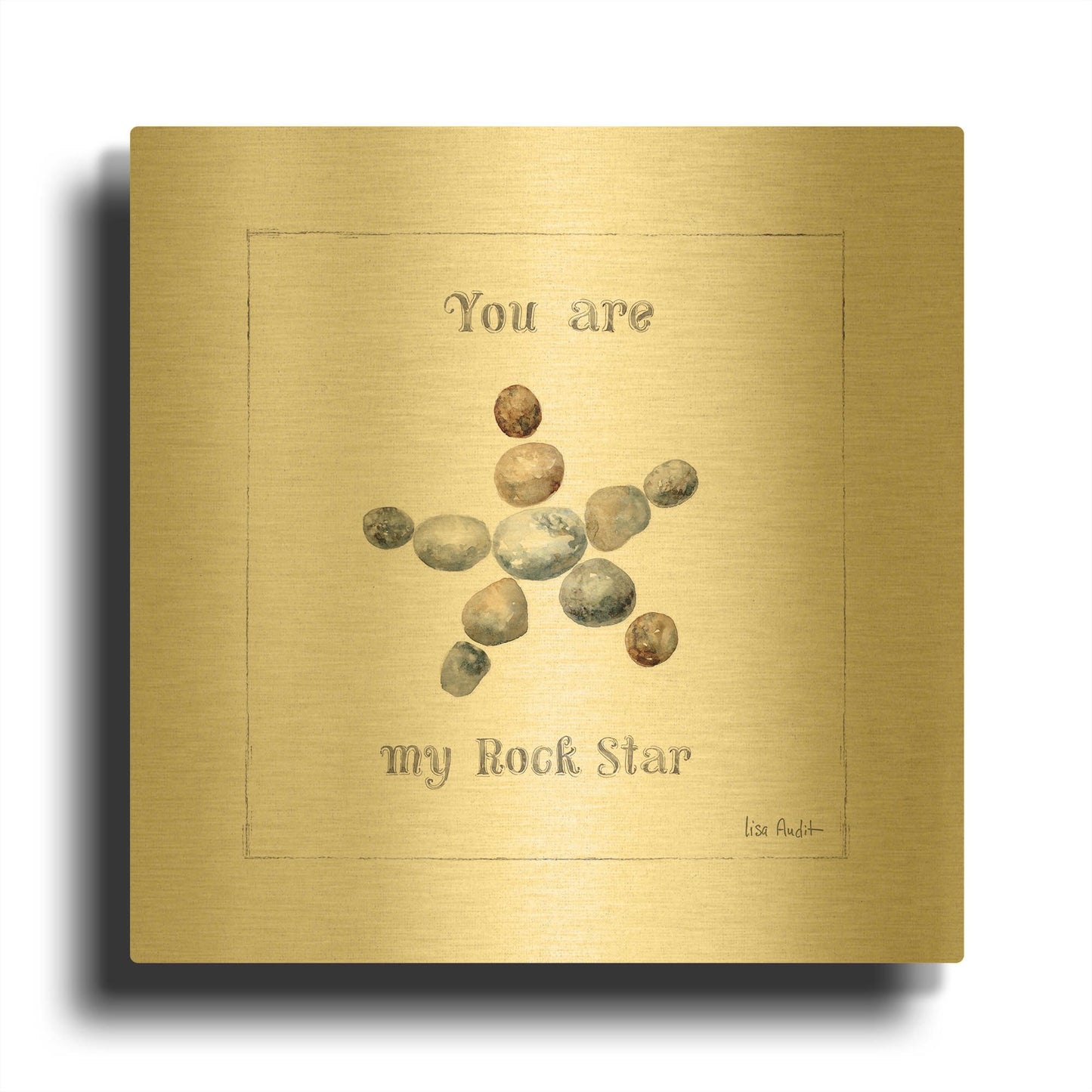 'Pebbles and Sandpipers VII' By Lisa Audit Gold Metal Wall Art