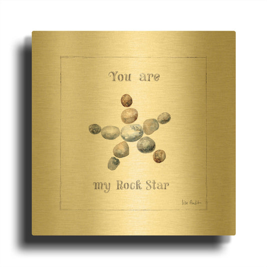 'Pebbles and Sandpipers VII' By Lisa Audit Gold Metal Wall Art