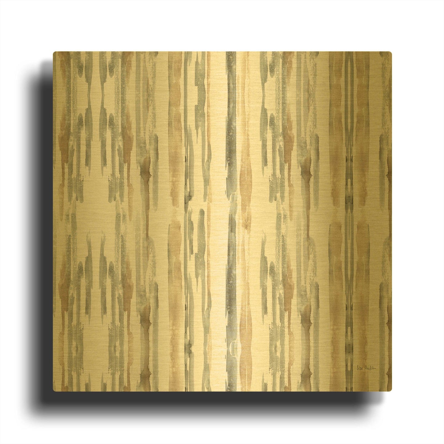 'Sand and Sea Gold Stripes' By Lisa Audit Gold Metal Wall Art