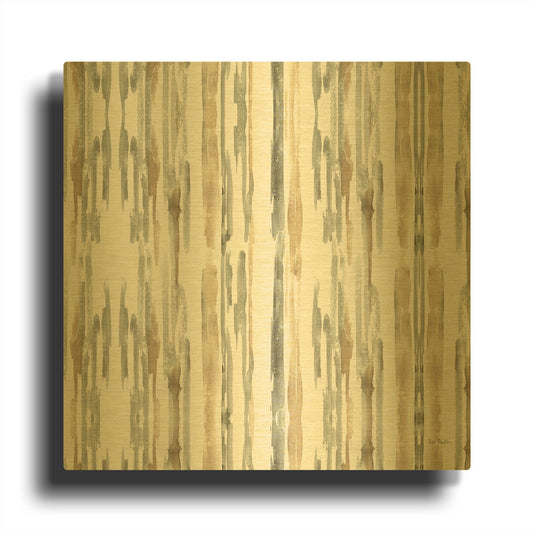 'Sand and Sea Gold Stripes' By Lisa Audit Gold Metal Wall Art