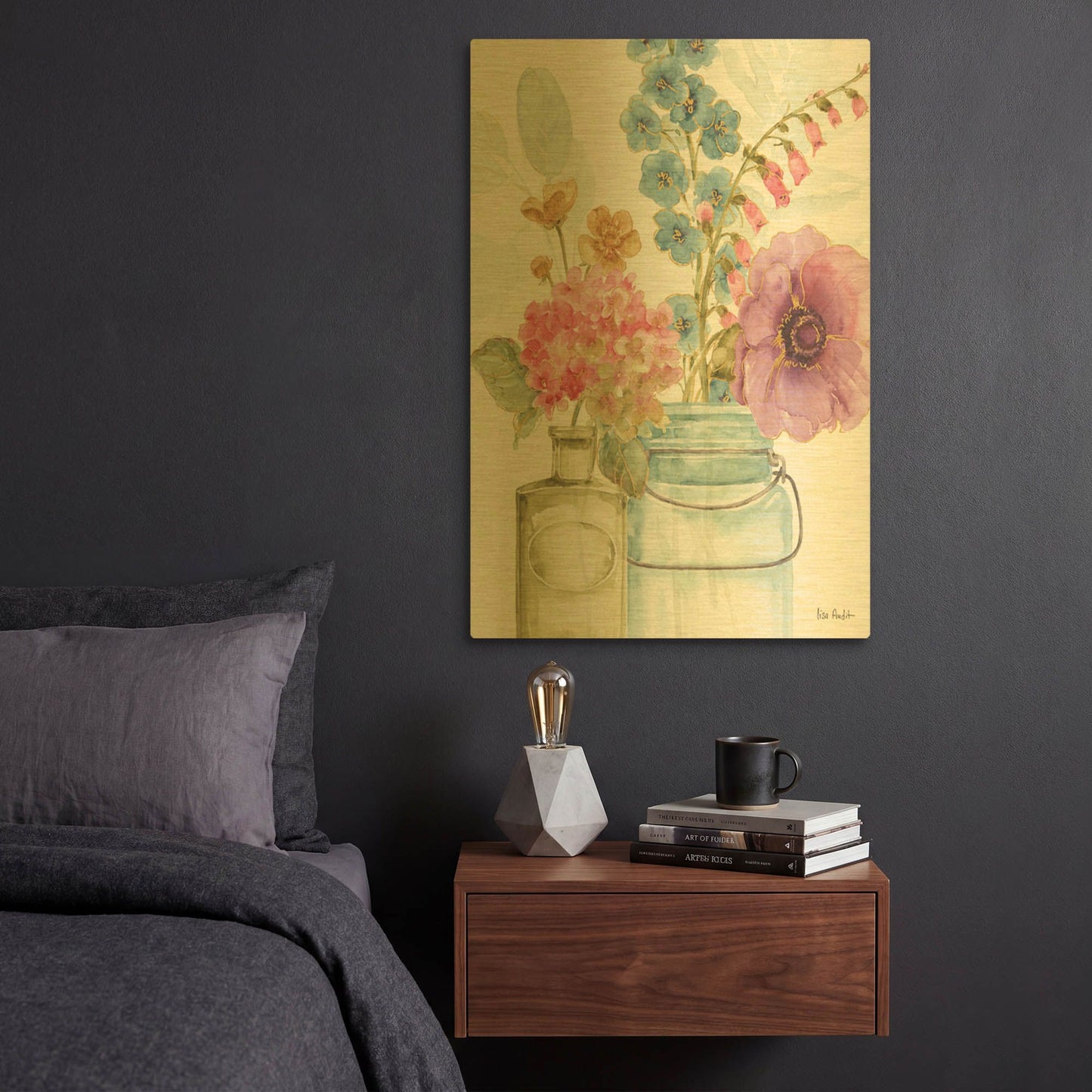 'Rainbow Seeds Flowers VIII' By Lisa Audit Gold Metal Wall Art