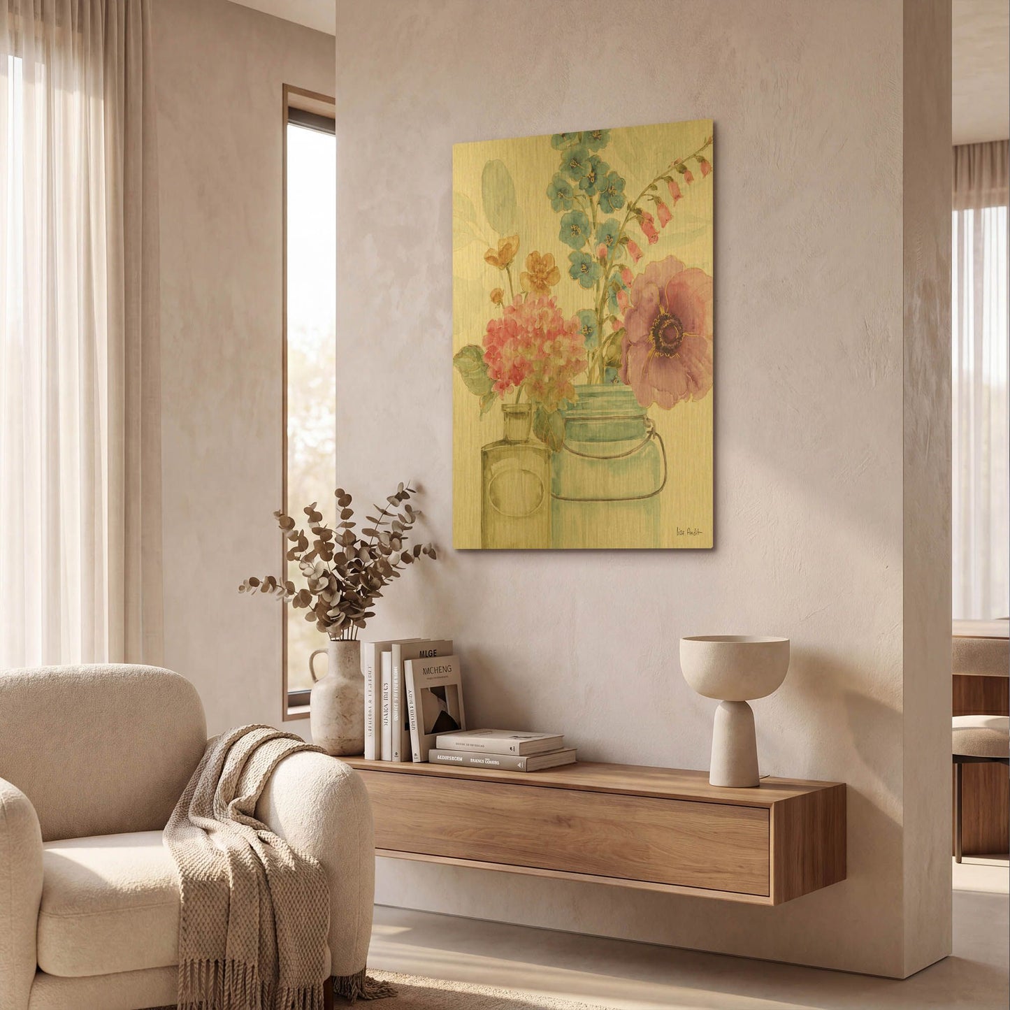 'Rainbow Seeds Flowers VIII' By Lisa Audit Gold Metal Wall Art
