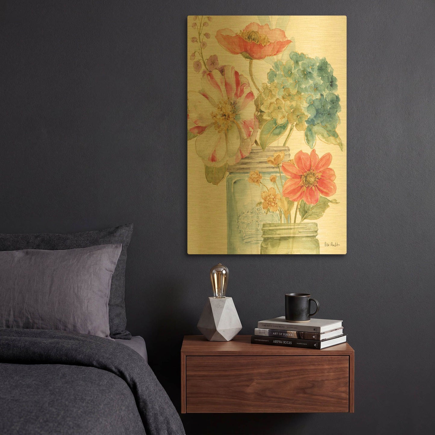 'Rainbow Seeds Flowers IX' By Lisa Audit Gold Metal Wall Art