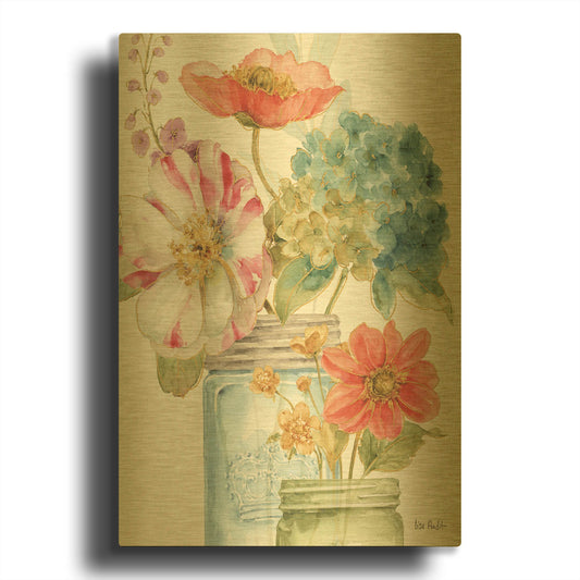 'Rainbow Seeds Flowers IX' By Lisa Audit Gold Metal Wall Art