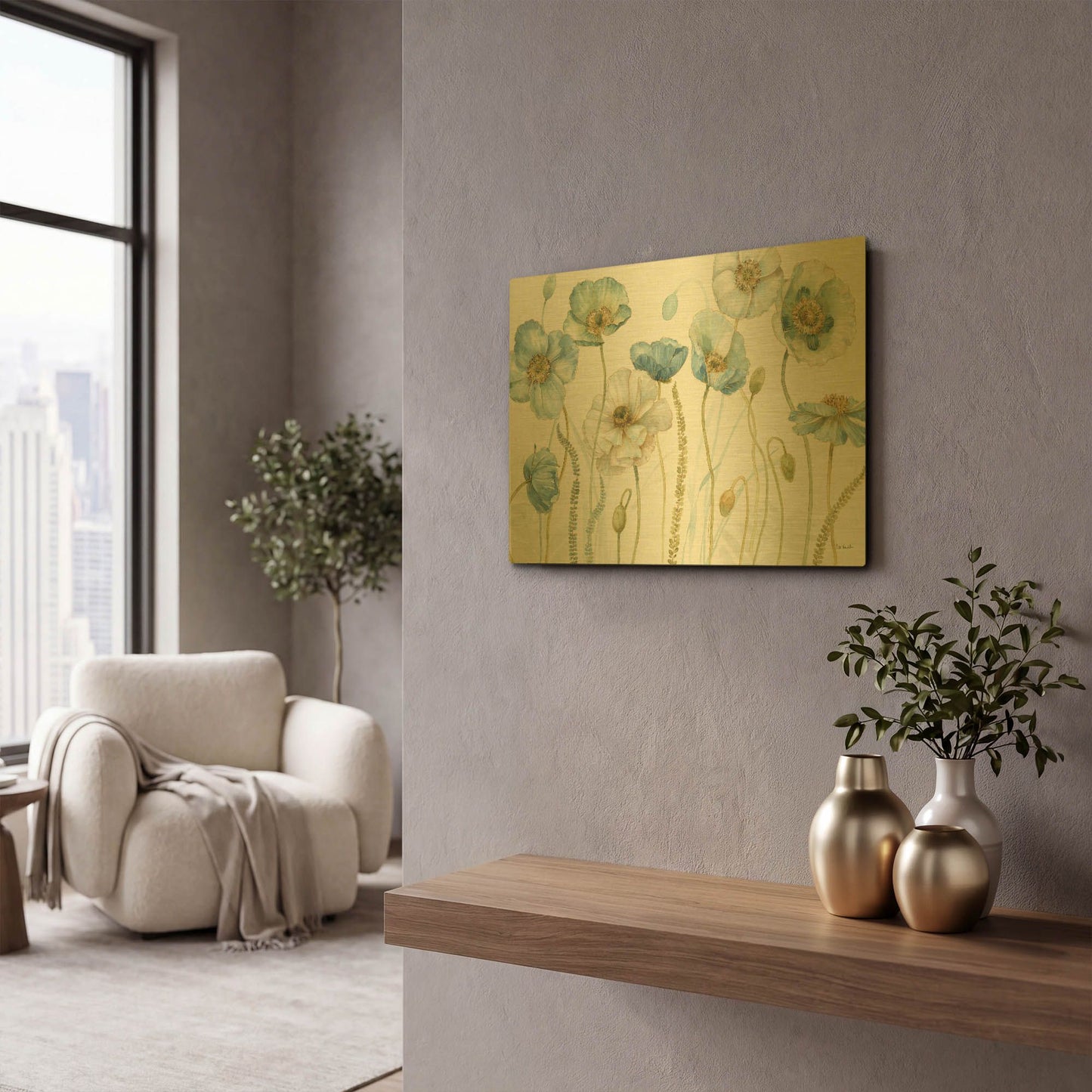 'My Greenhouse Flowers I' By Lisa Audit Gold Metal Wall Art