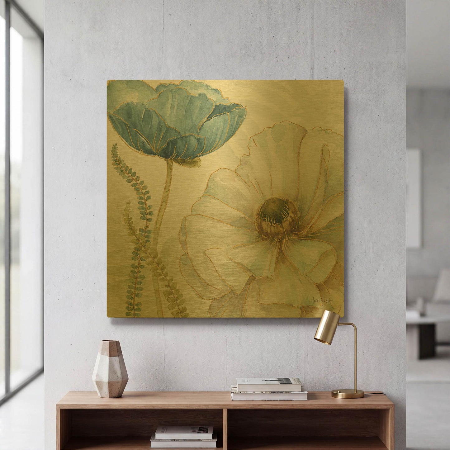 'My Greenhouse Flowers III' By Lisa Audit Gold Metal Wall Art
