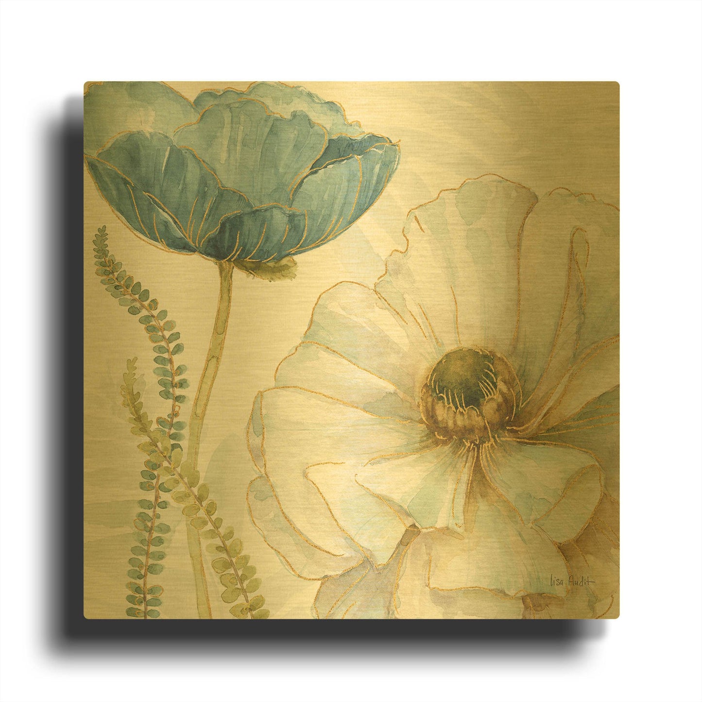 'My Greenhouse Flowers III' By Lisa Audit Gold Metal Wall Art