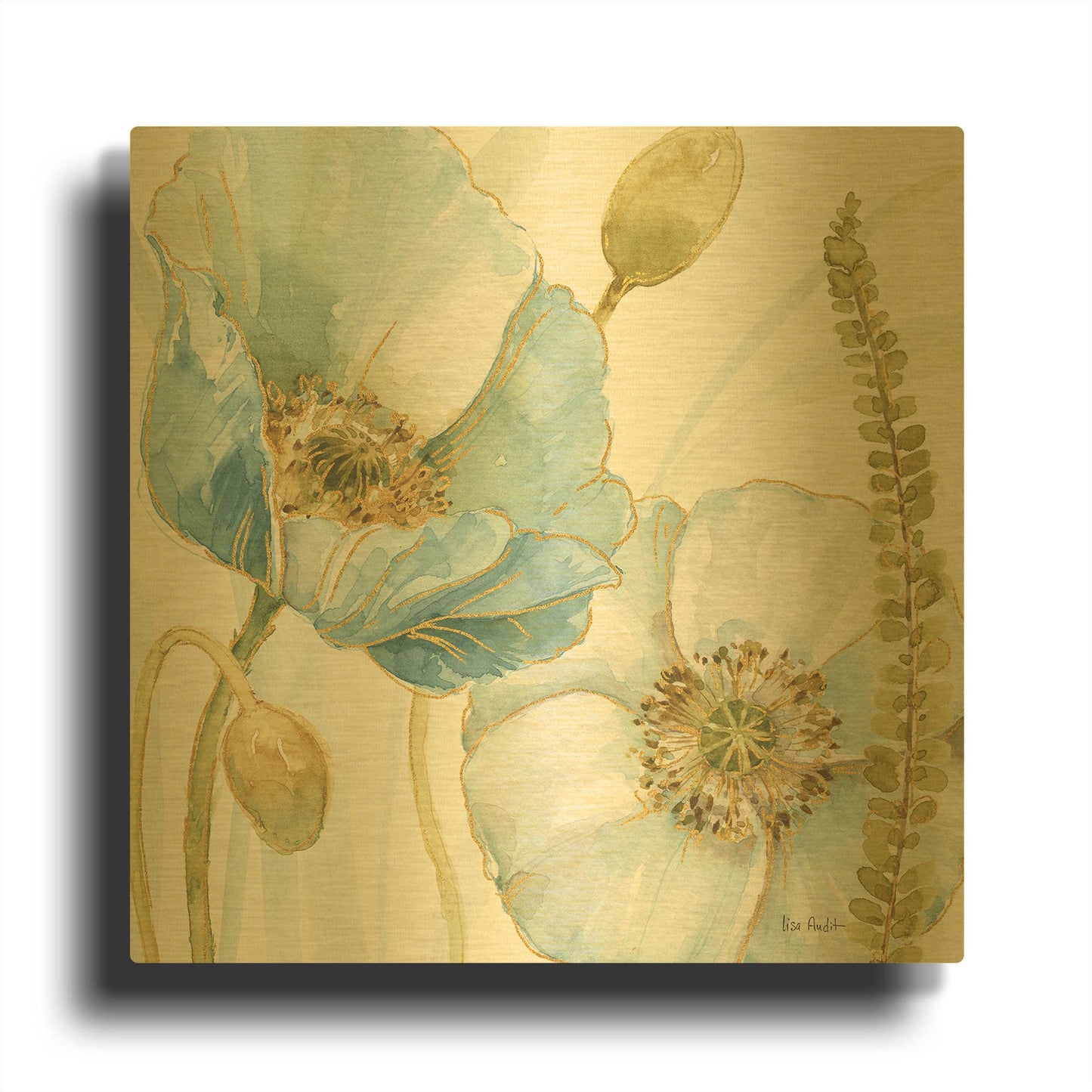 'My Greenhouse Flowers IV' By Lisa Audit Gold Metal Wall Art