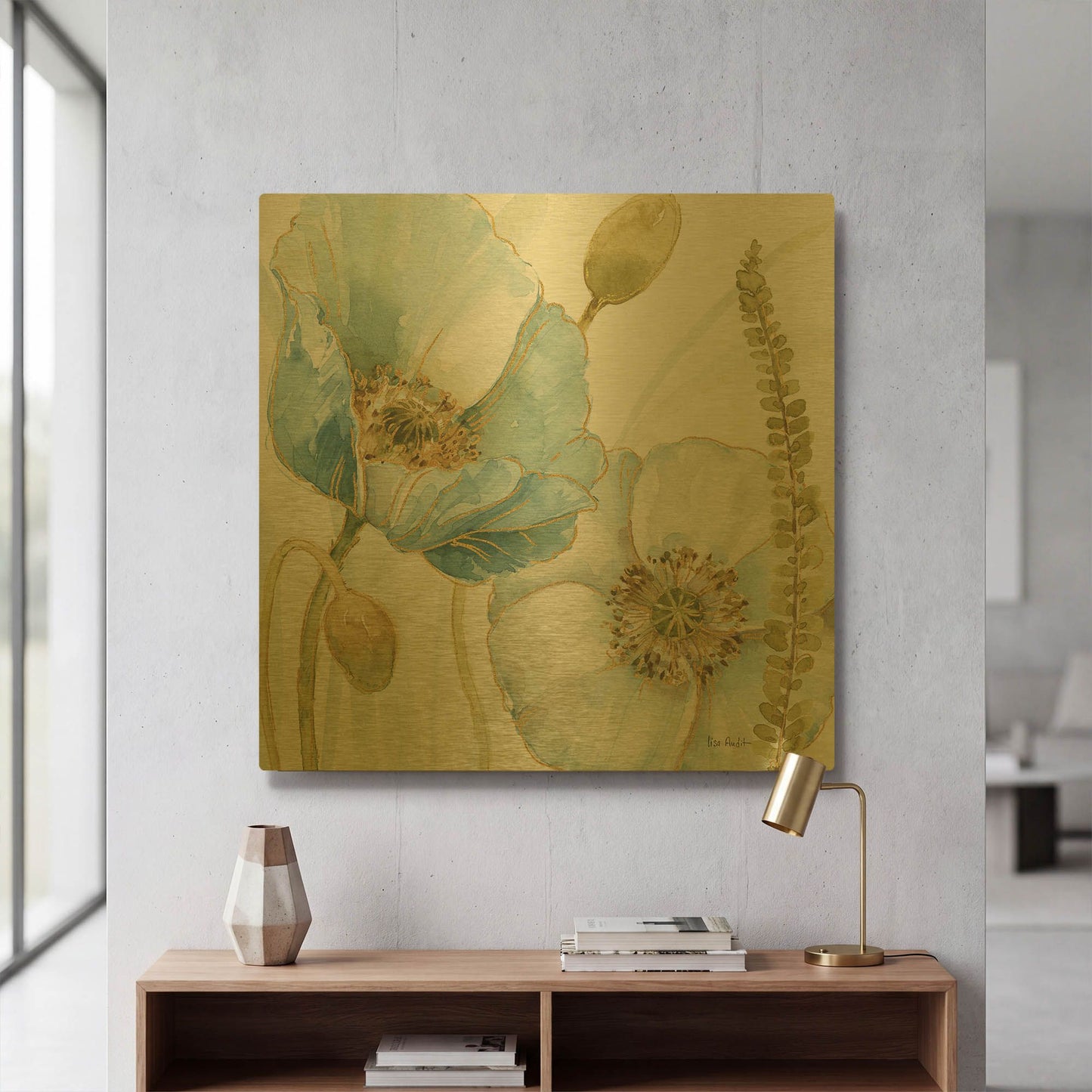 'My Greenhouse Flowers IV' By Lisa Audit Gold Metal Wall Art