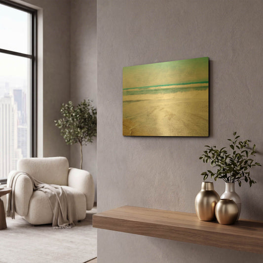 'Serene Coast Landscape' By Linda Woods Gold Metal Wall Art