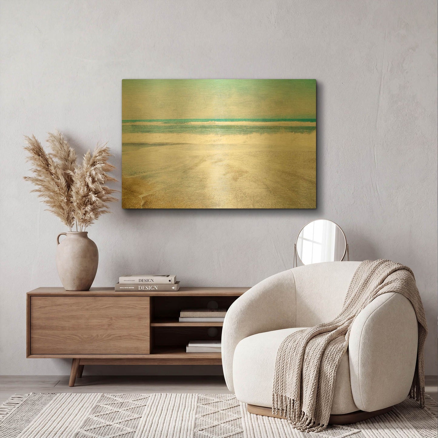 'Serene Coast Landscape' By Linda Woods Gold Metal Wall Art