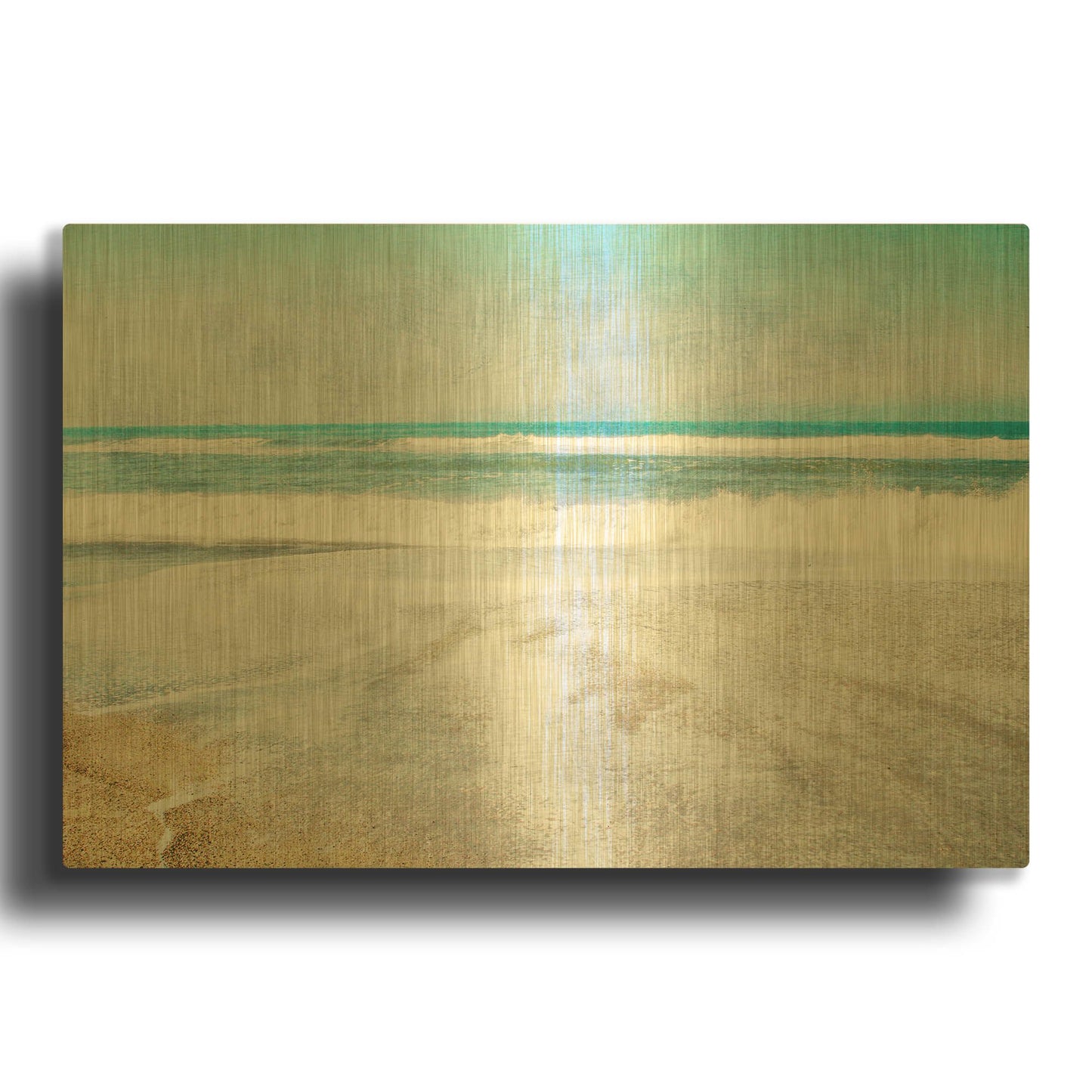 'Serene Coast Landscape' By Linda Woods Gold Metal Wall Art