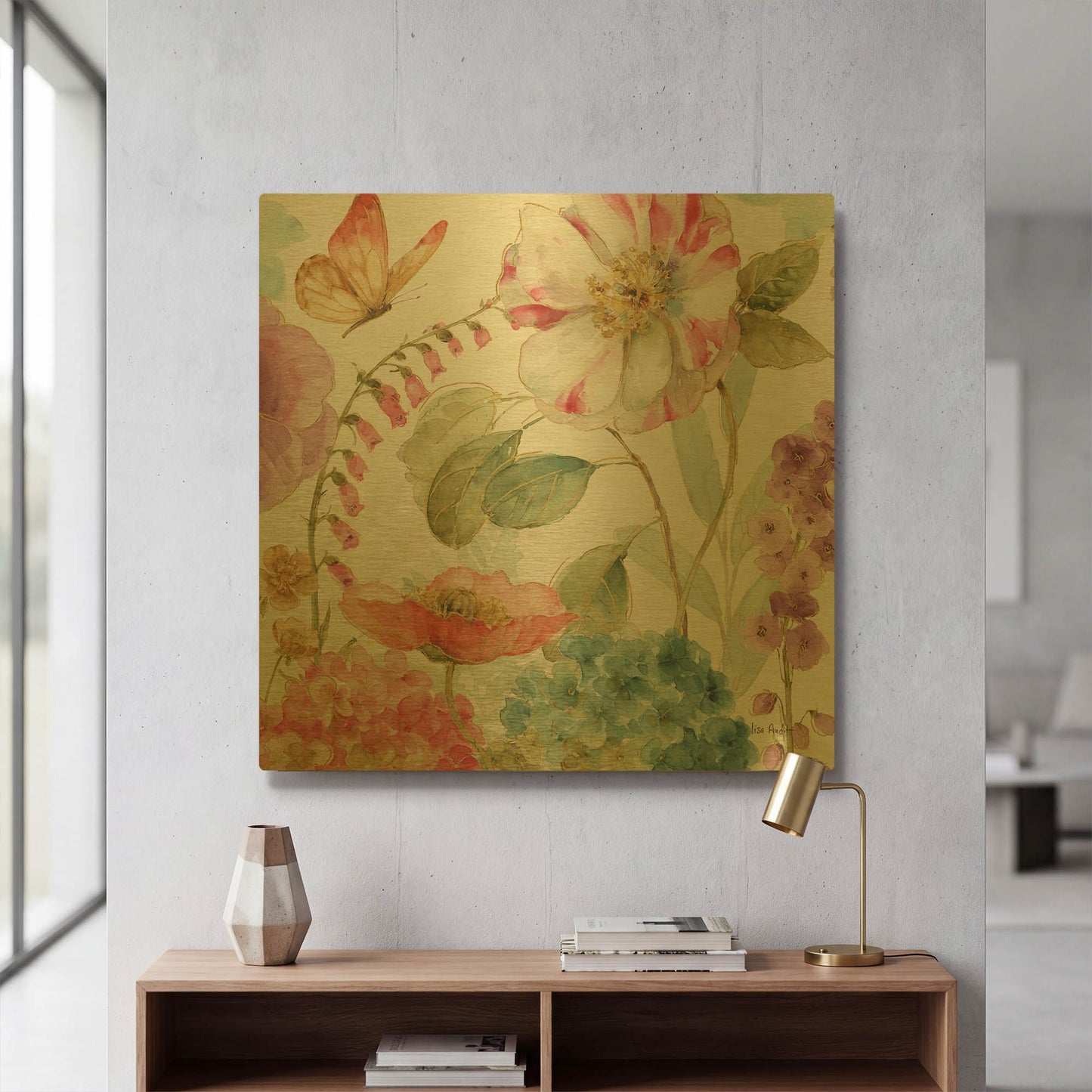 'Rainbow Seeds Flowers II' By Lisa Audit Gold Metal Wall Art