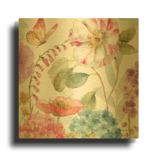 'Rainbow Seeds Flowers II' By Lisa Audit Gold Metal Wall Art