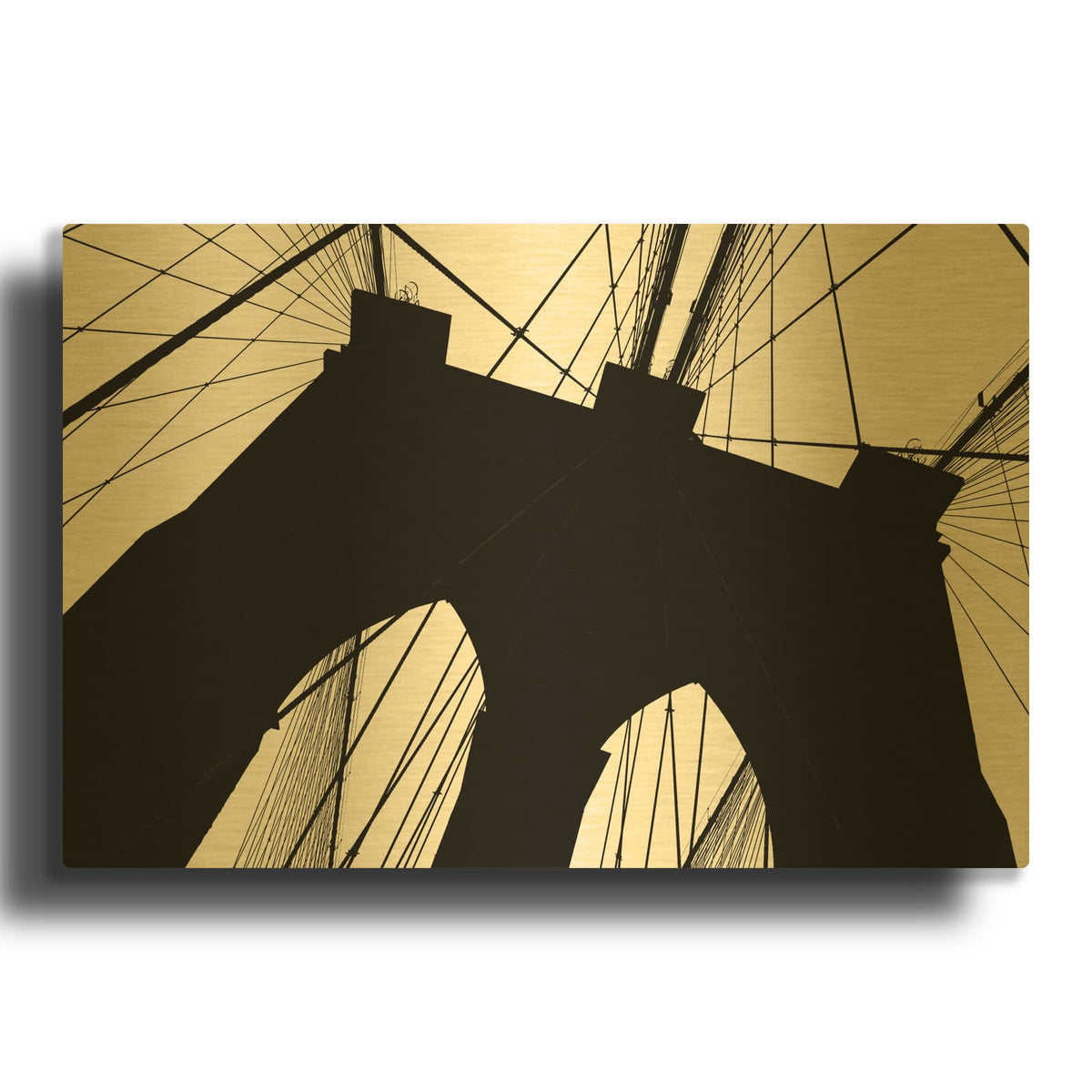 'Brooklyn Bridge Silhouette' By Erin Clark Gold Metal Wall Art