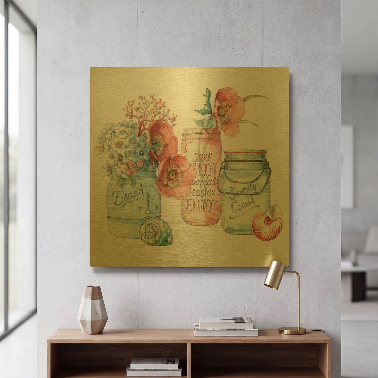 'Sea Finds VII' By Lisa Audit Gold Metal Wall Art