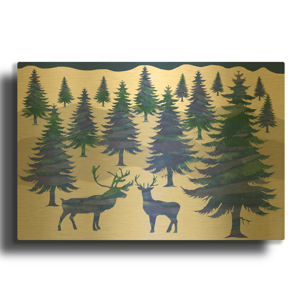 'Deer' By Erin Clark Gold Metal Wall Art