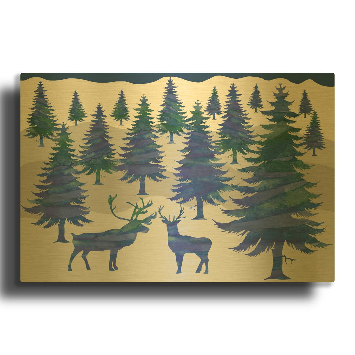 'Deer' By Erin Clark Gold Metal Wall Art