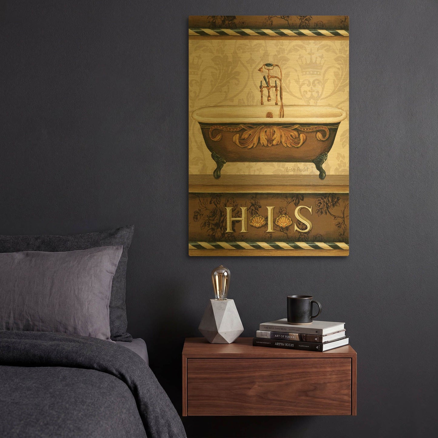 'Bourgoisie Bath I' By Lisa Audit Gold Metal Wall Art
