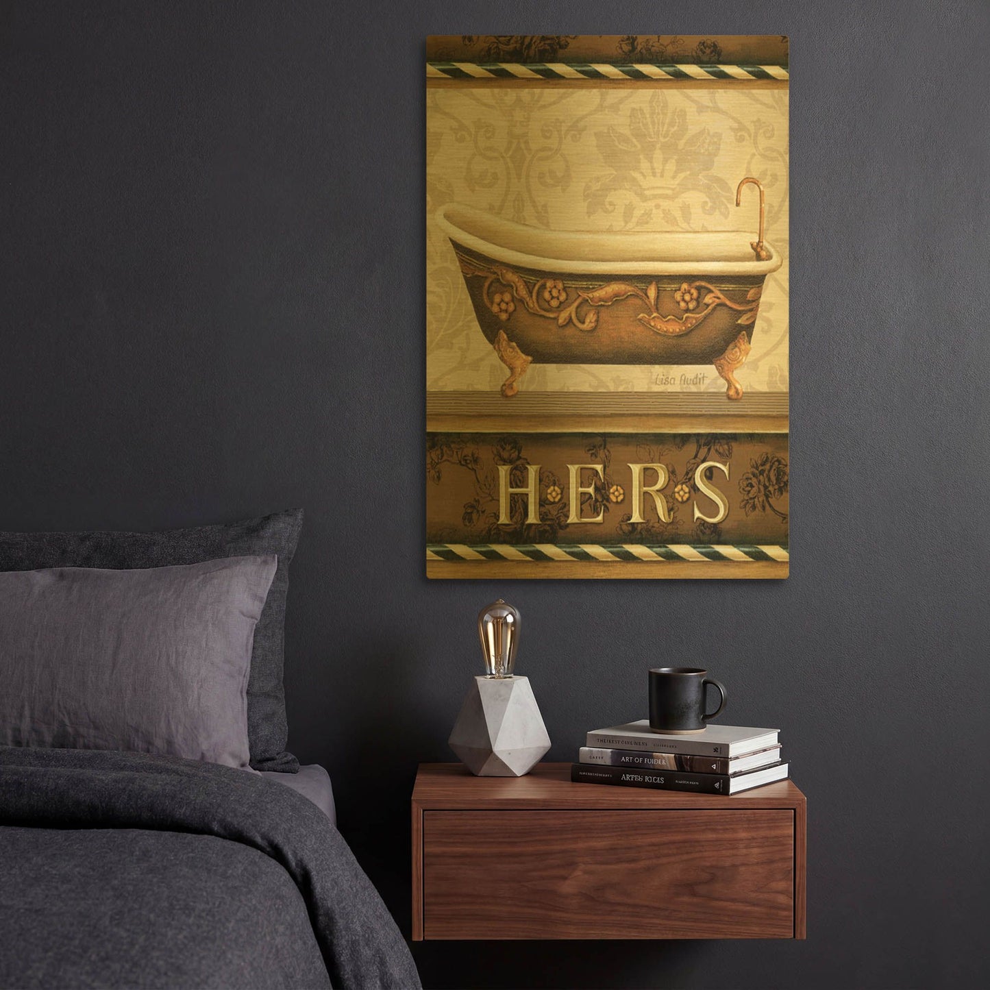 'Bourgoisie Bath II' By Lisa Audit Gold Metal Wall Art
