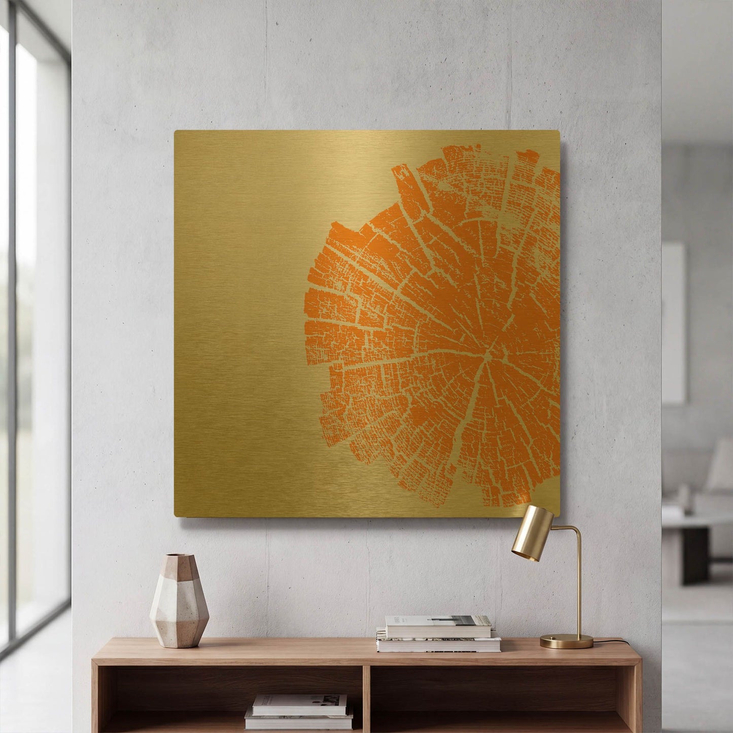'Orange Slice' By Linda Woods Gold Metal Wall Art