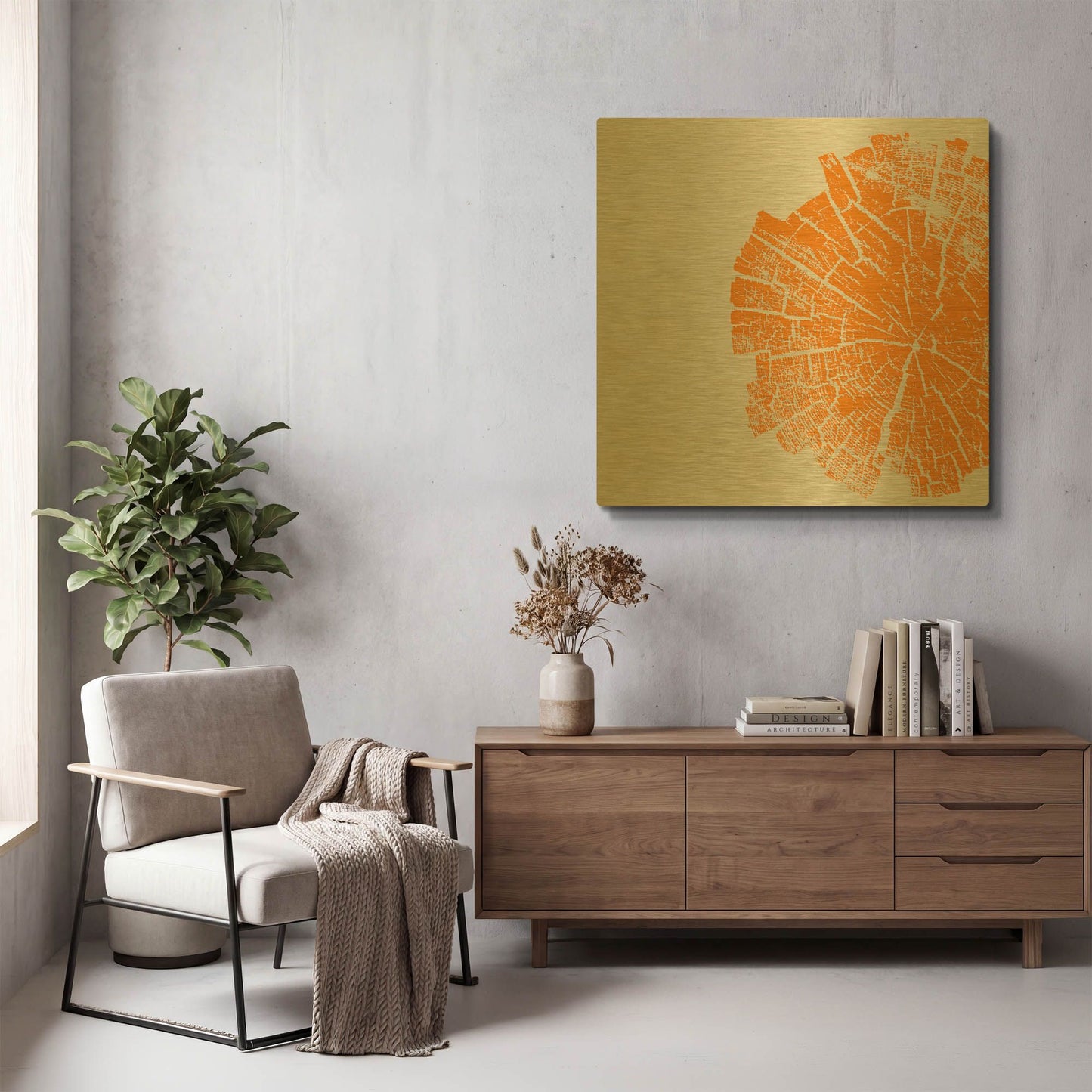 'Orange Slice' By Linda Woods Gold Metal Wall Art