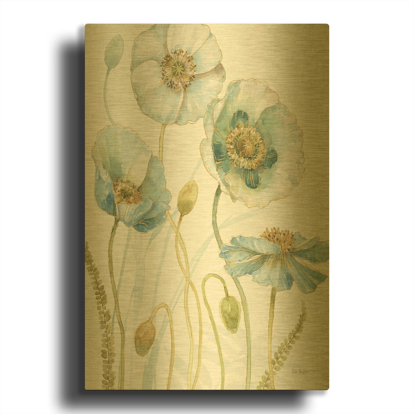 'My Greenhouse Flowers VII' By Lisa Audit Gold Metal Wall Art