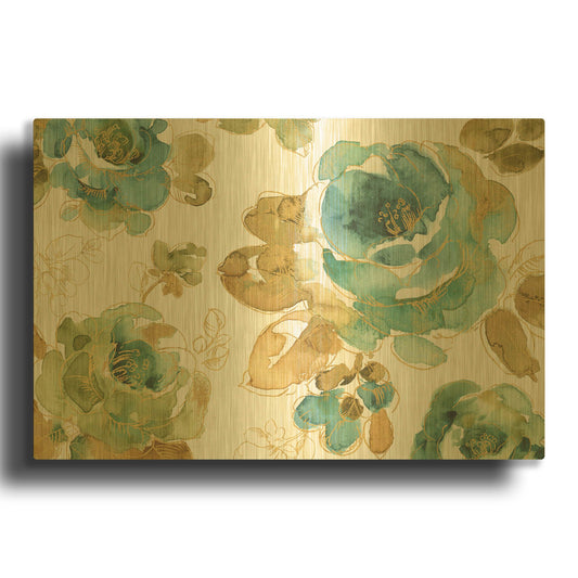 'My Greenhouse Roses I' By Lisa Audit Gold Metal Wall Art