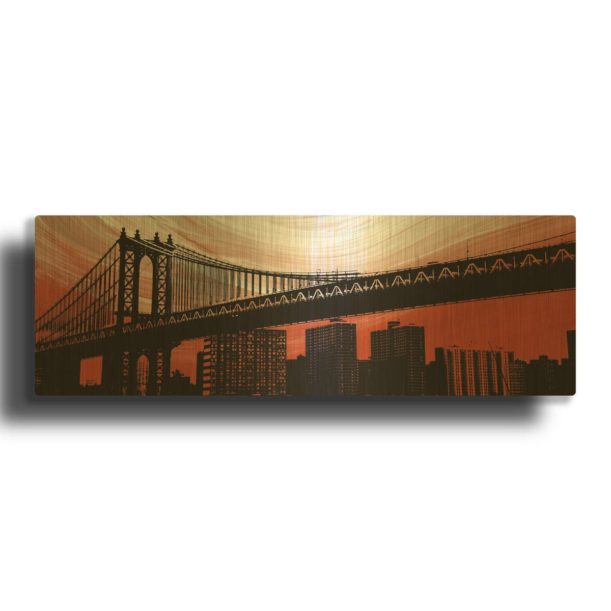 'Manhattan Bridge Aura' By Erin Clark Gold Metal Wall Art