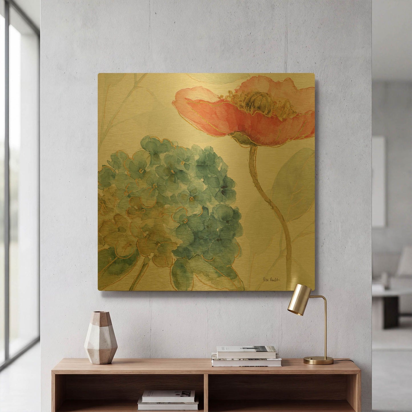 'Rainbow Seeds Flowers IV' By Lisa Audit Gold Metal Wall Art