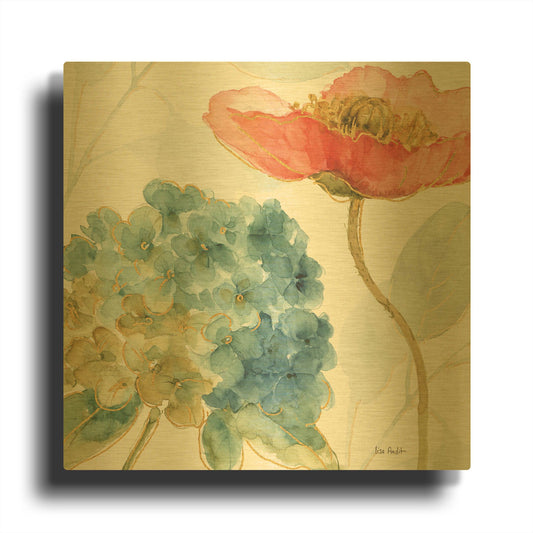 'Rainbow Seeds Flowers IV' By Lisa Audit Gold Metal Wall Art