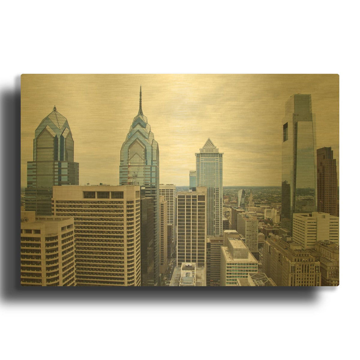 'Philly Skyline' By Erin Clark Gold Metal Wall Art