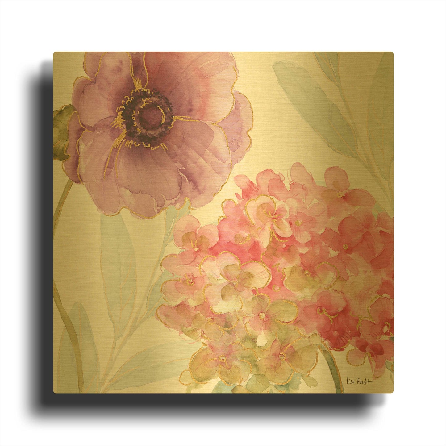 'Rainbow Seeds Flowers V' By Lisa Audit Gold Metal Wall Art