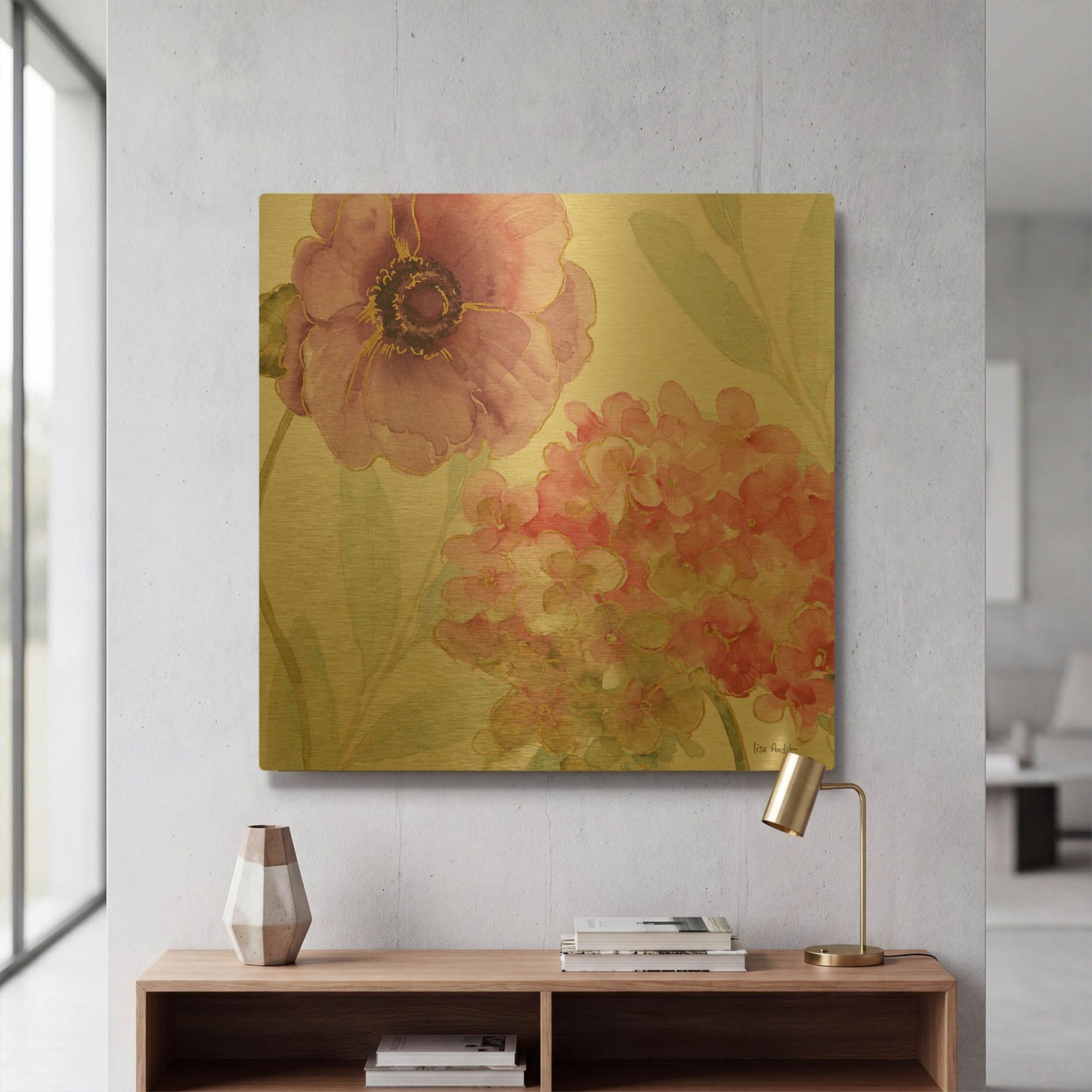 'Rainbow Seeds Flowers V' By Lisa Audit Gold Metal Wall Art