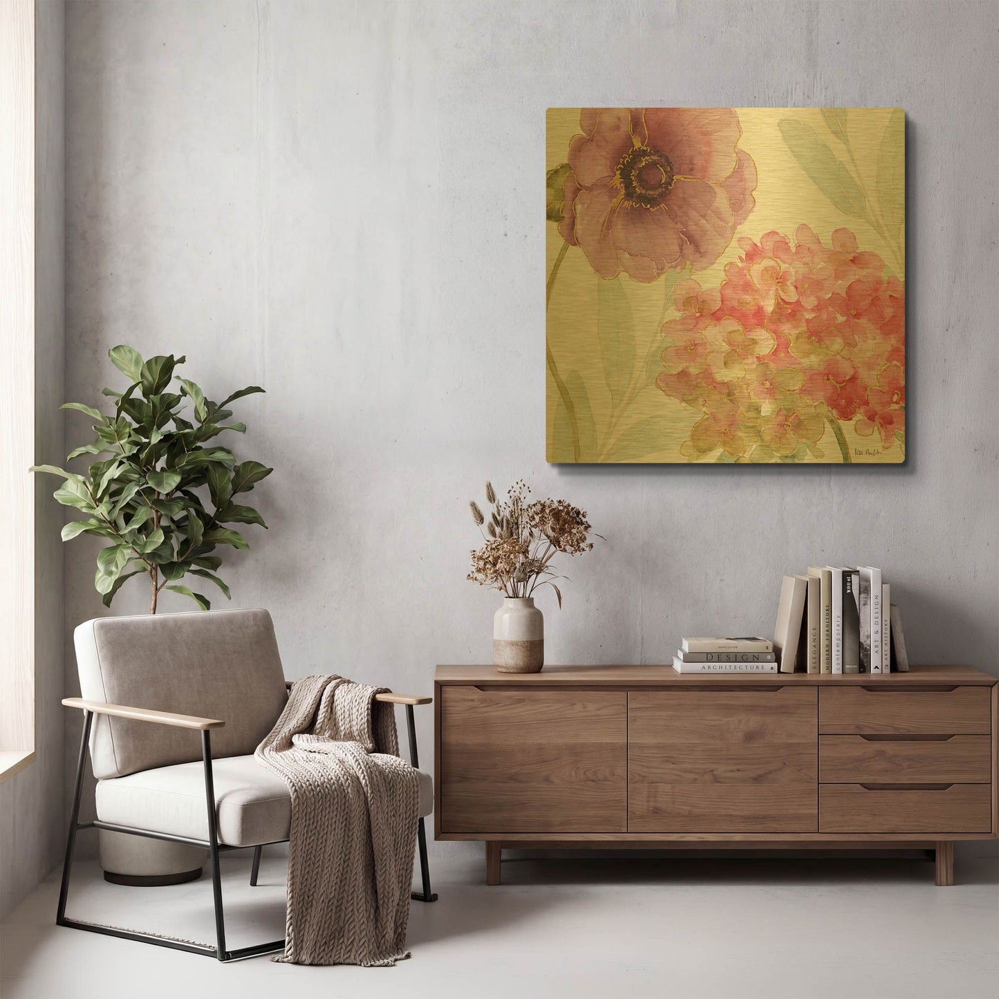 'Rainbow Seeds Flowers V' By Lisa Audit Gold Metal Wall Art