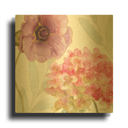 'Rainbow Seeds Flowers V' By Lisa Audit Gold Metal Wall Art