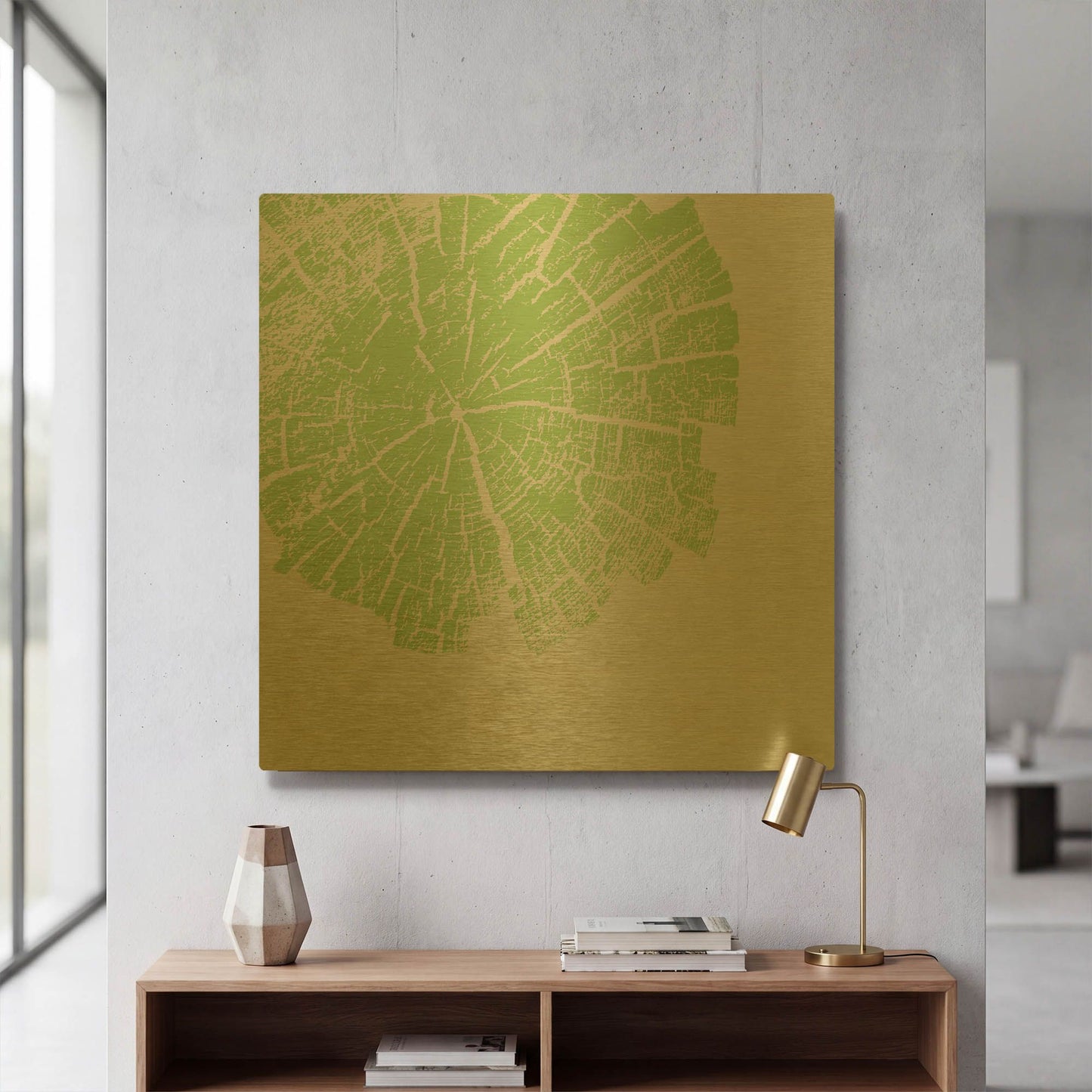'Lime Slice' By Linda Woods Gold Metal Wall Art