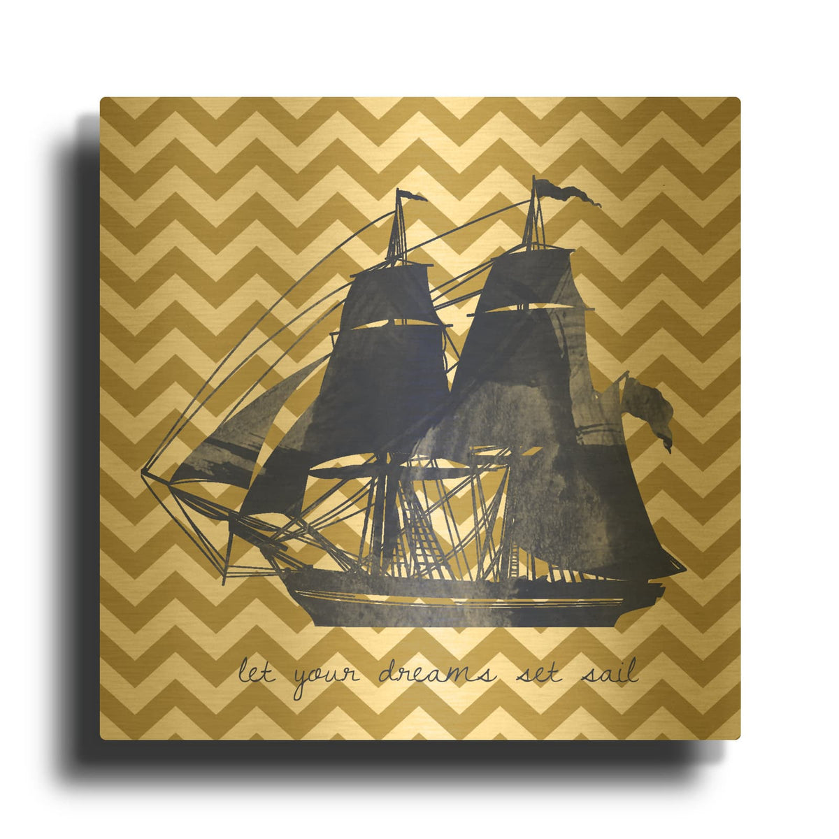 'Set Sail 2' By Erin Clark Gold Metal Wall Art