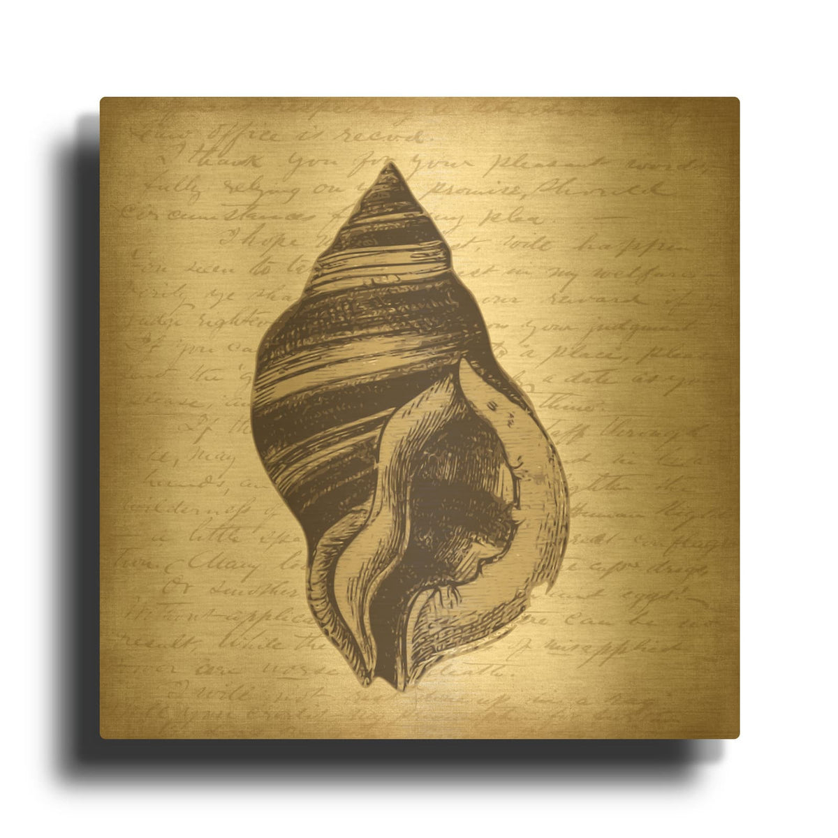 'Shell 2' By Erin Clark Gold Metal Wall Art