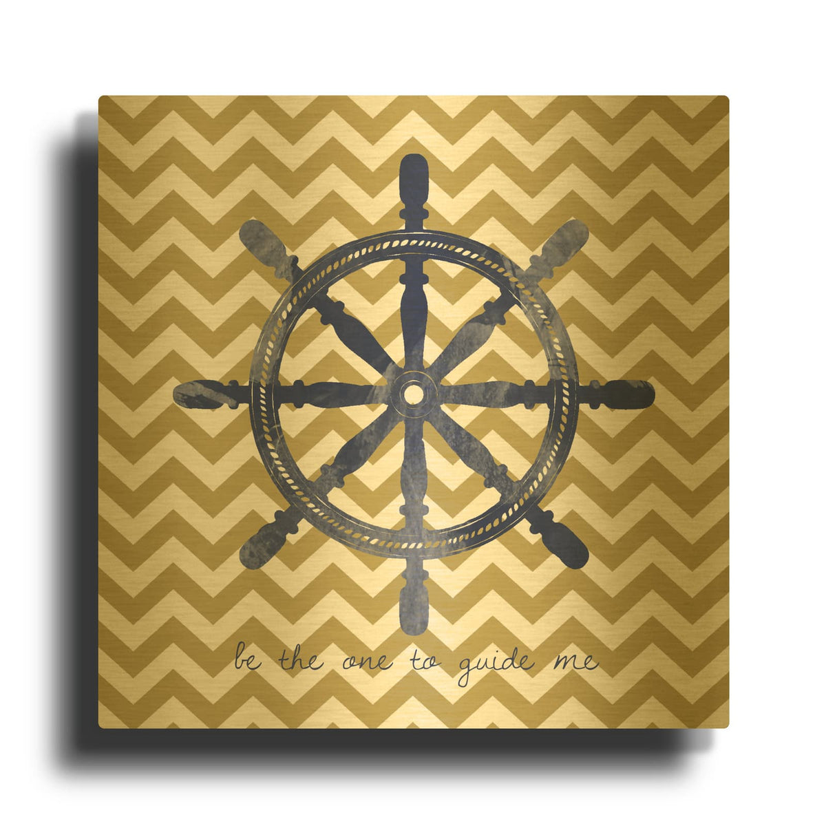'Ship Wheel 2' By Erin Clark Gold Metal Wall Art