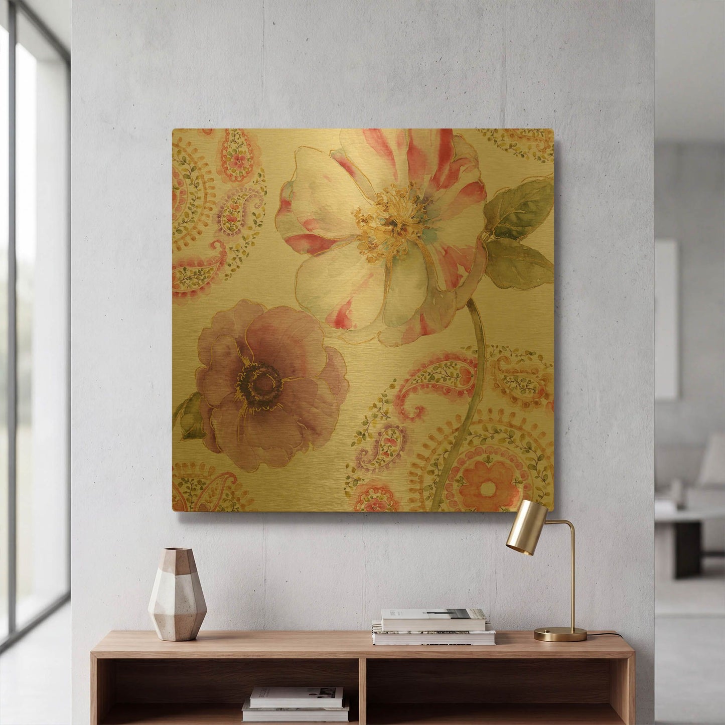 'Rainbow Seeds Paisley I' By Lisa Audit Gold Metal Wall Art