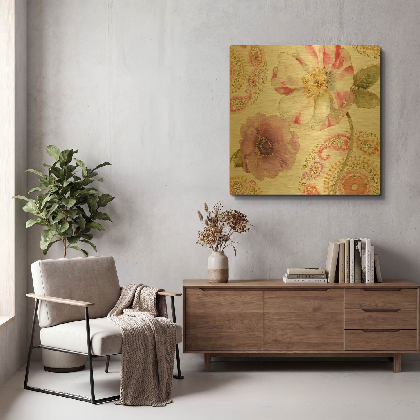 'Rainbow Seeds Paisley I' By Lisa Audit Gold Metal Wall Art